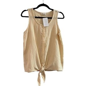 NWT Lime & Chili Yellow Gauze Tie Front Sleeveless Top - S